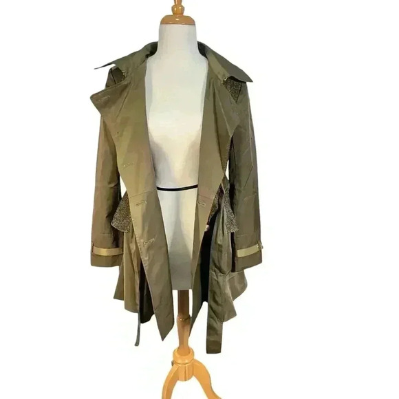 Steve Madden Tweed Panel Peplum Trench Coat Size Medium NWOT - Picture 10 of 16